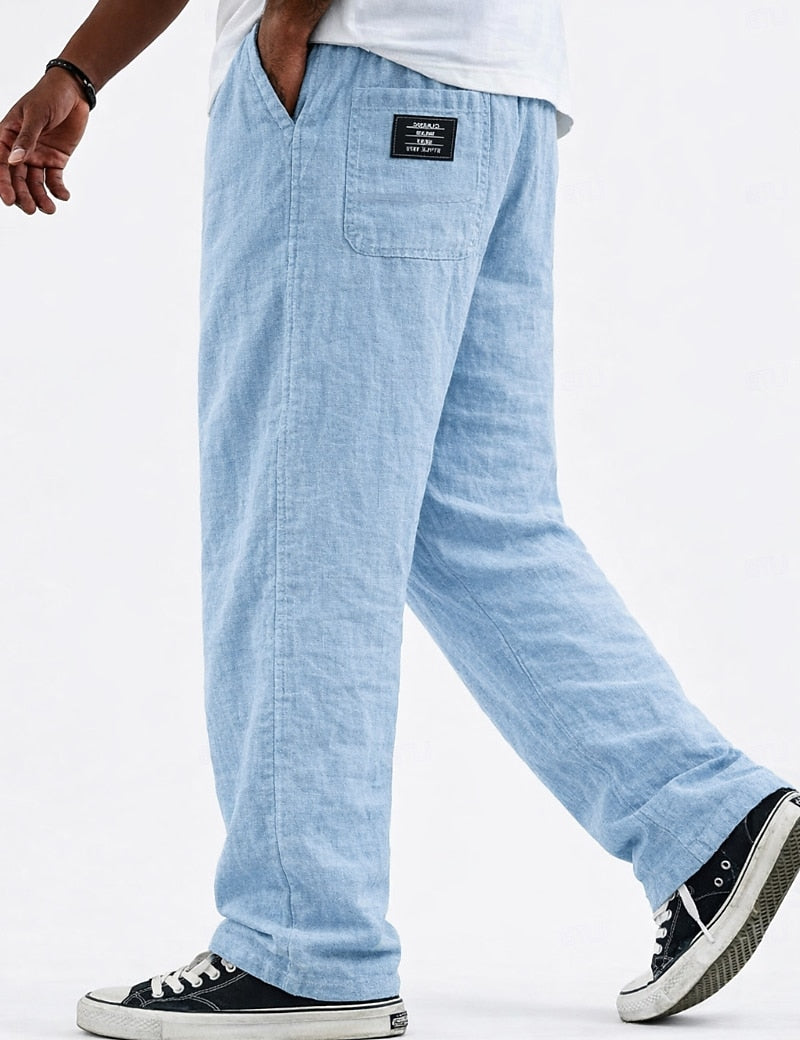 Drawstring Linen Pants - Relaxed Fit for Daily & Beach Wear