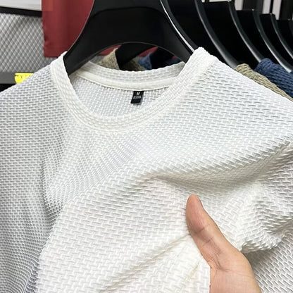Men's Waffle Tee Top-Fashion Casual Outdoor Shirt