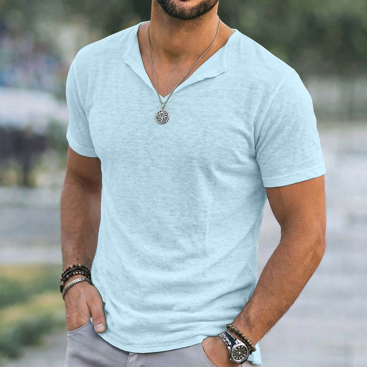 Summer Linen V-neck Tee