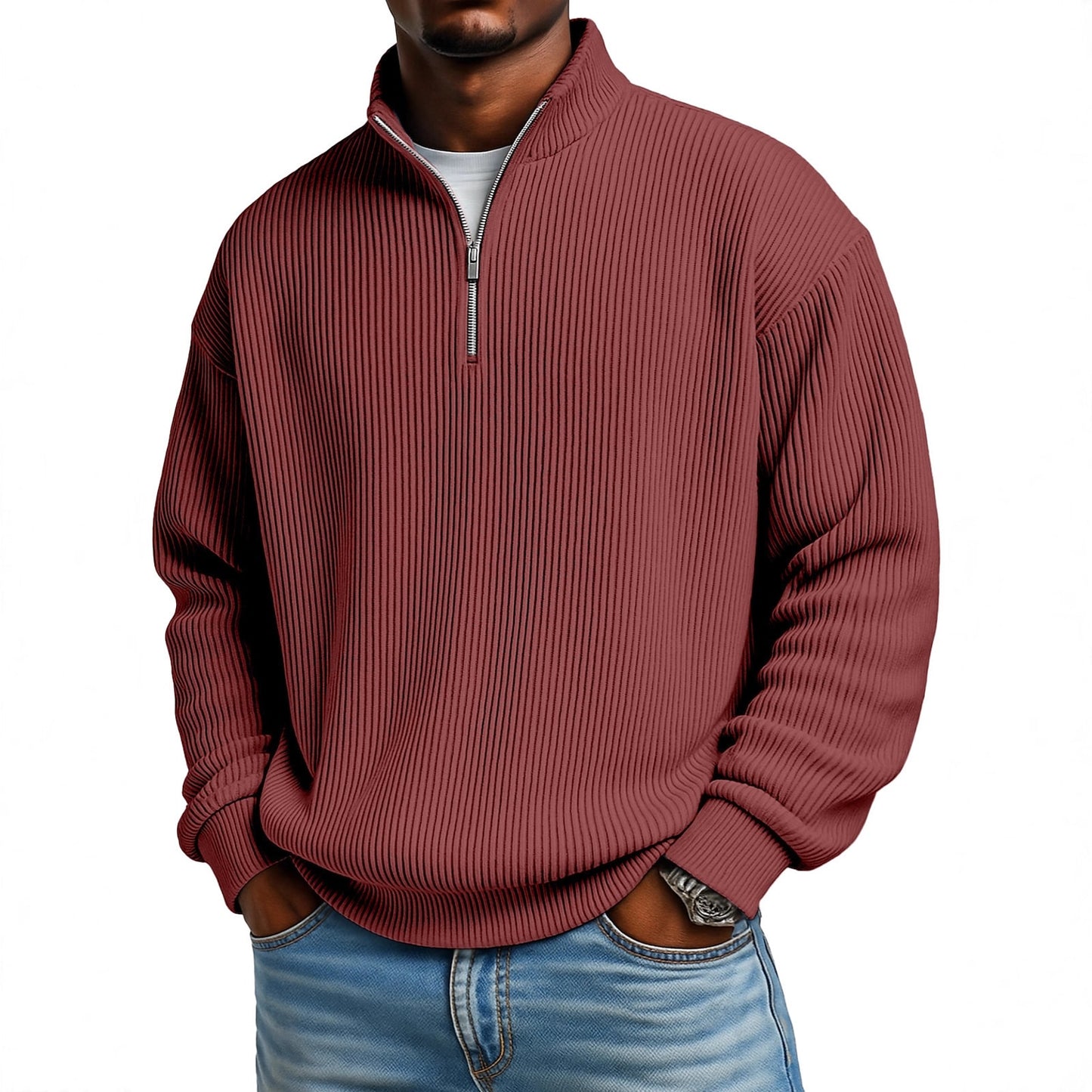 Corduroy Zipped Polo Shirts