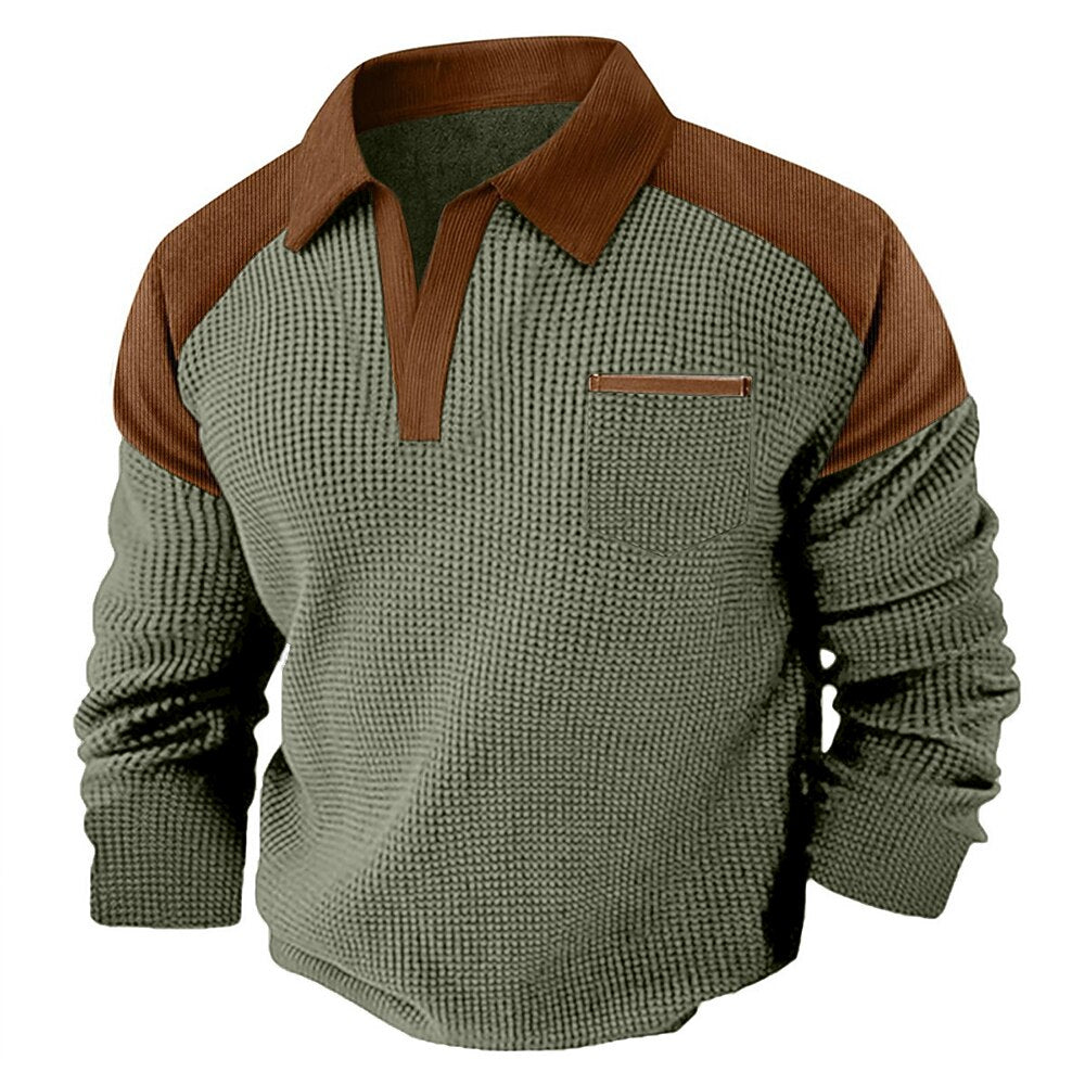 Colorblock Textured Waffle Polo