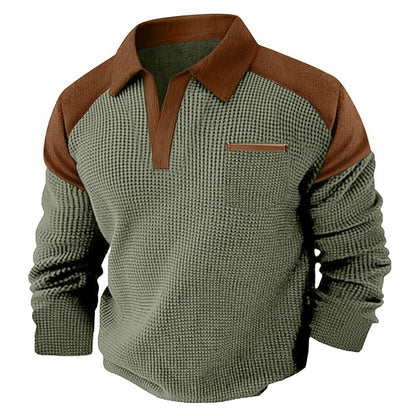 Colorblock Textured Waffle Polo