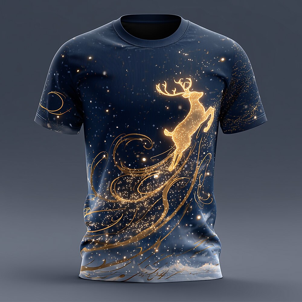Men's Christmas Elk Designer Graphic Tee