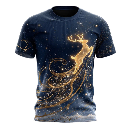 Men's Christmas Elk Designer Graphic Tee