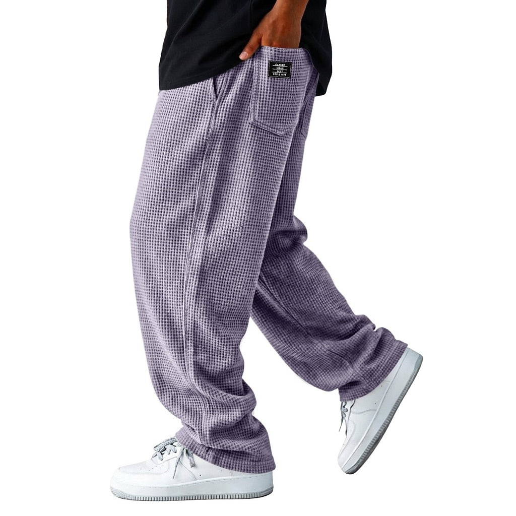 Relaxed Textured Waffle Pants