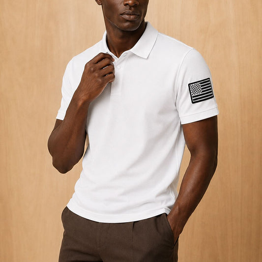 Textured 100% Cotton Embroidered Pique Polo