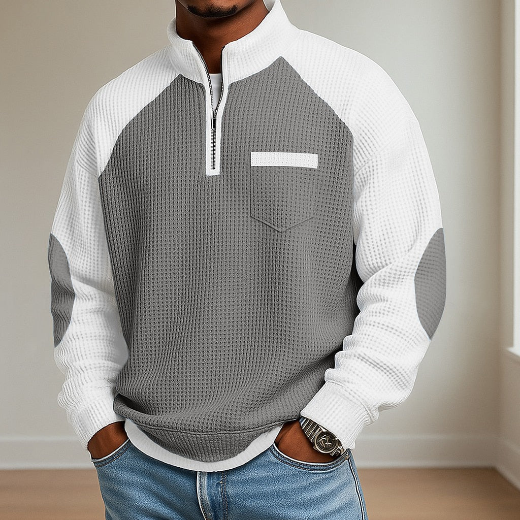 Patchwork Waffle Polo Shirts