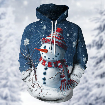 Snowman Christmas Casual Graphic Hoodie