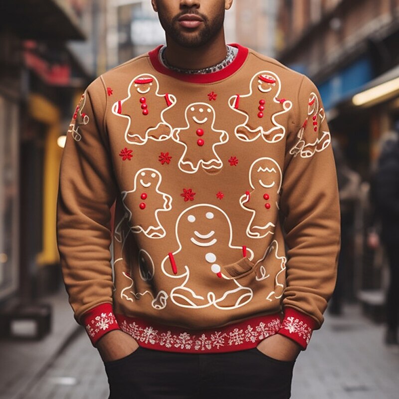 Men's Merry Christmas Gingerbread Man Graphic Sweatshirt