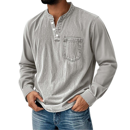 Vintage Washed Cotton Henley T-Shirt