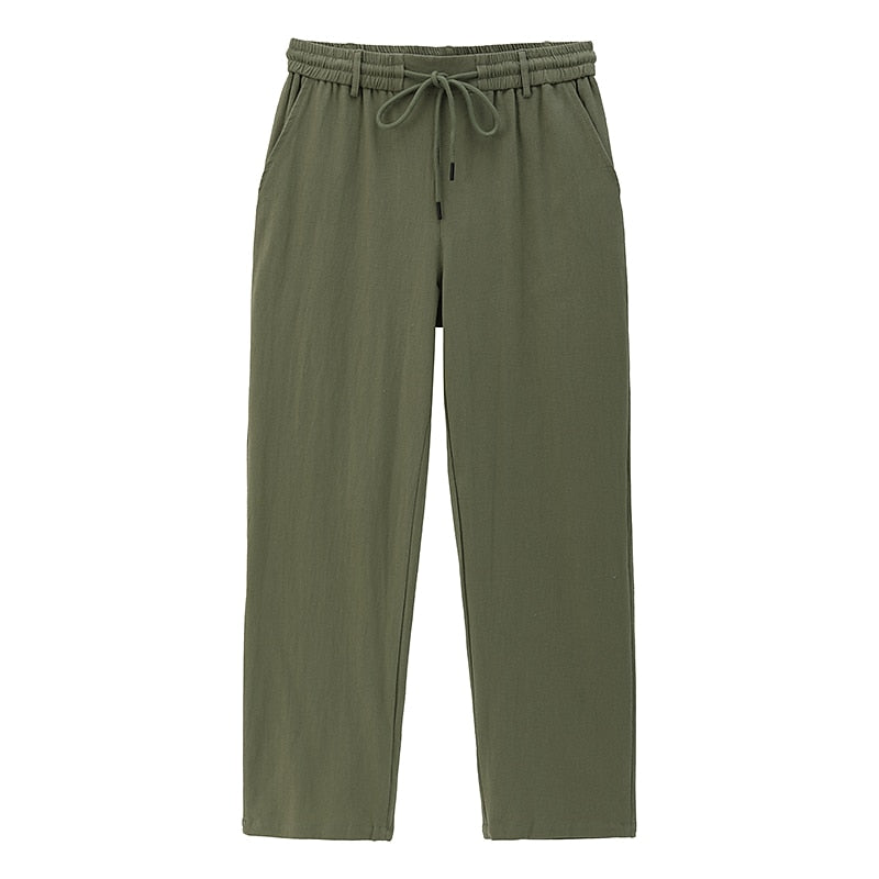 Cotton Linen Pants - Straight Leg, Casual & Comfortable