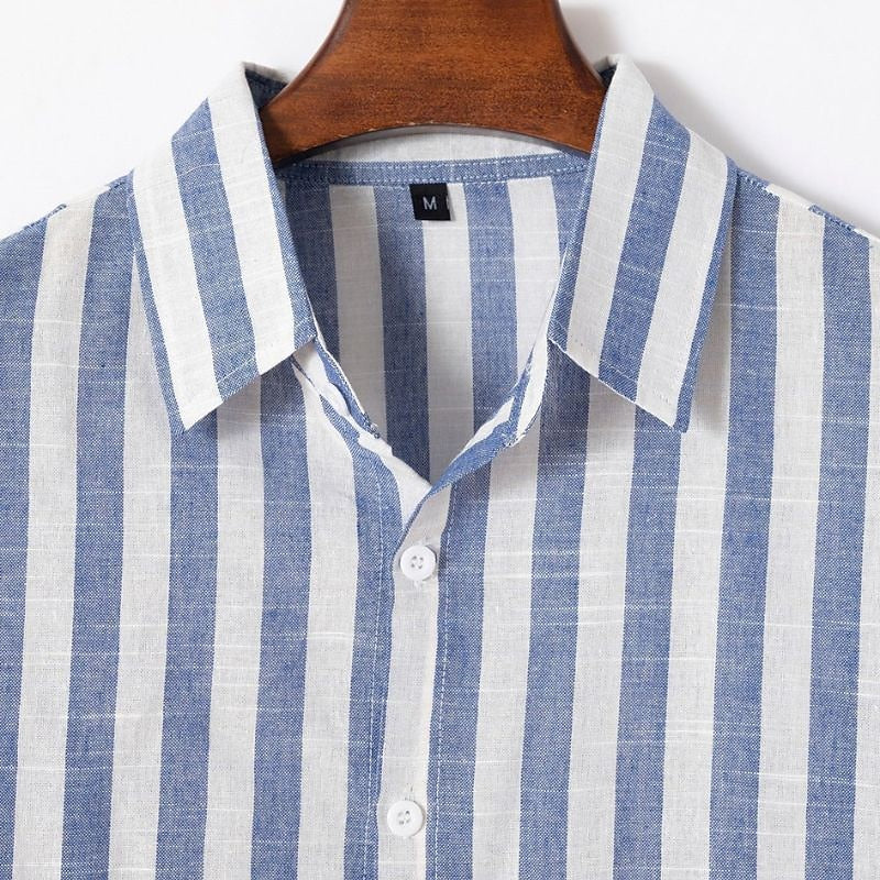 Men's Striped Cotton Linen Shirt - Soft & Breathable