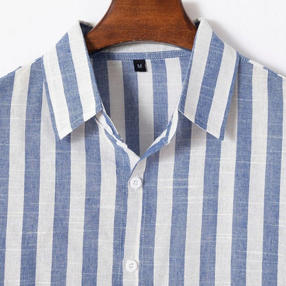 Men's Striped Cotton Linen Shirt - Soft & Breathable