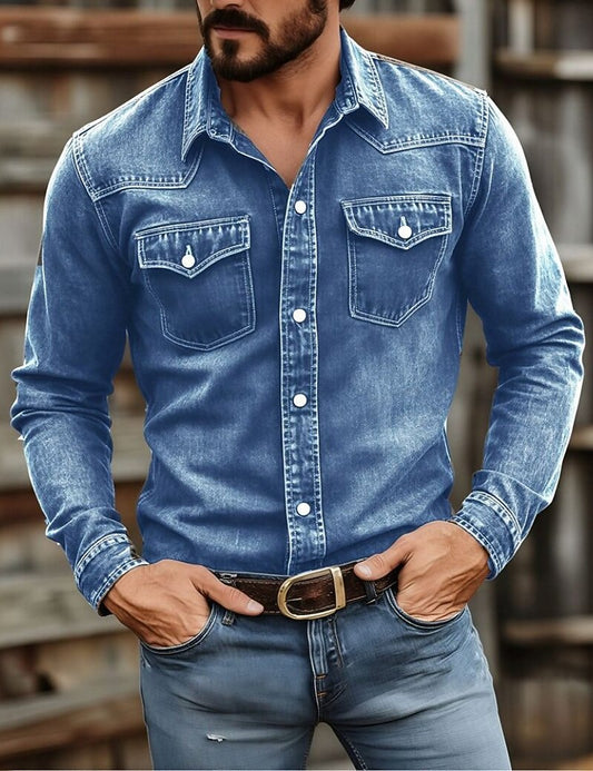 Washed Cotton Button Work Shirt