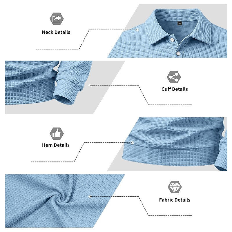 Casual Textured Waffle Polo Shirt