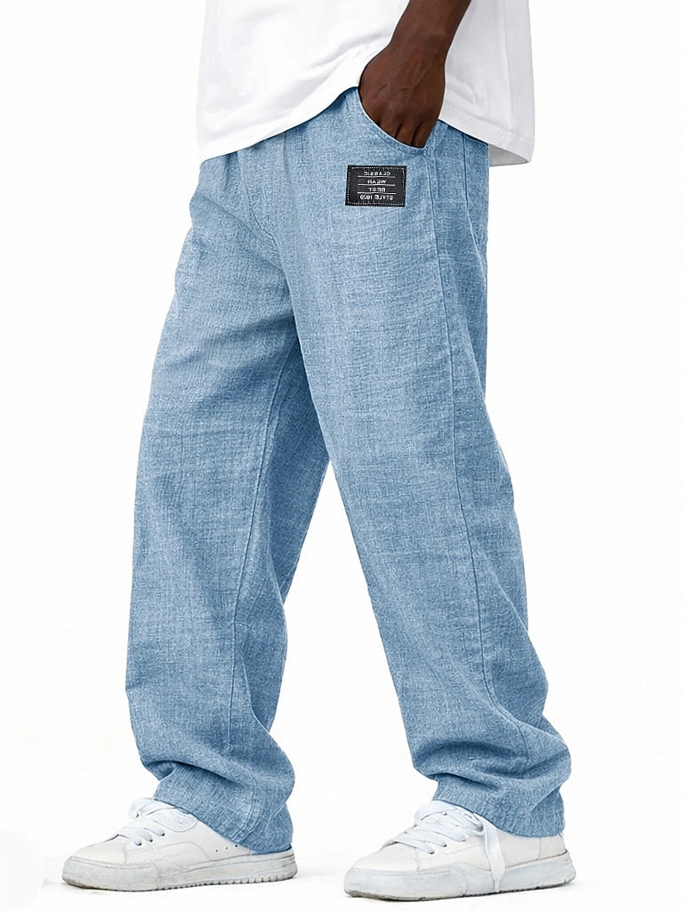 Men's Summer Linen Pants -Elastic Drawstring Waist