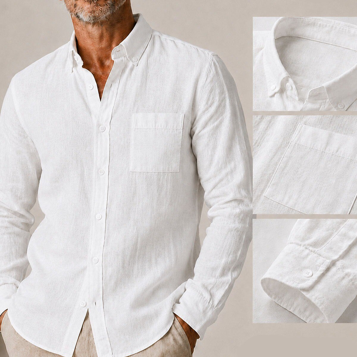 Men's Cotton Linen Shirt - Casual Button-Up for Everyday Comfort