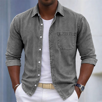 100% Cotton Acid Wash Button-Up Shirt