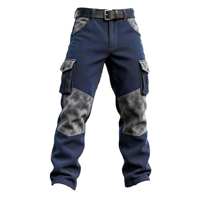 Colorblock Corduroy Patchwork Cargo  Pants
