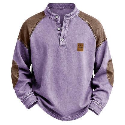 Colorblock Vintage 100% Cotton Henley Shirt
