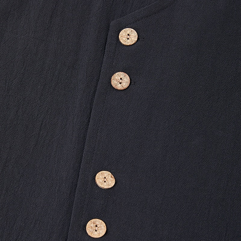 Men’s Sleeveless Linen Shirt - Mandarin Collar
