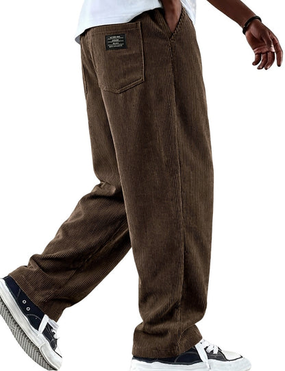 Textured Comfort Corduroy Pants With Elastic Waist