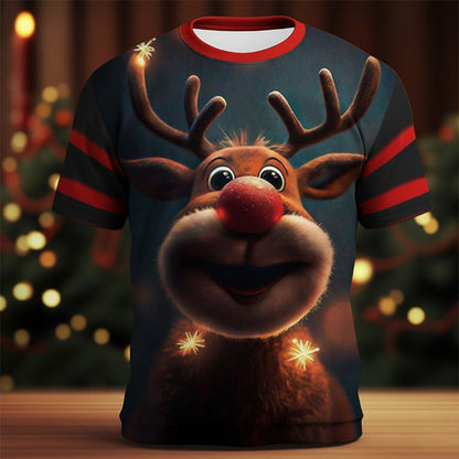 Men's Christmas Elk Graphic Crewneck Tee
