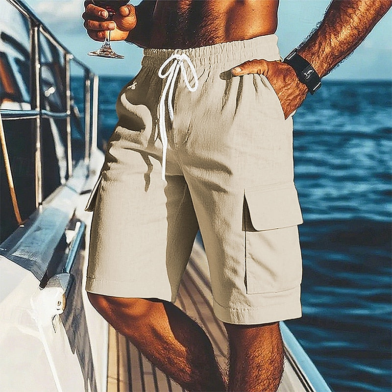Lightweight Linen Shorts-Knee Length Shorts for Outdoor Activities