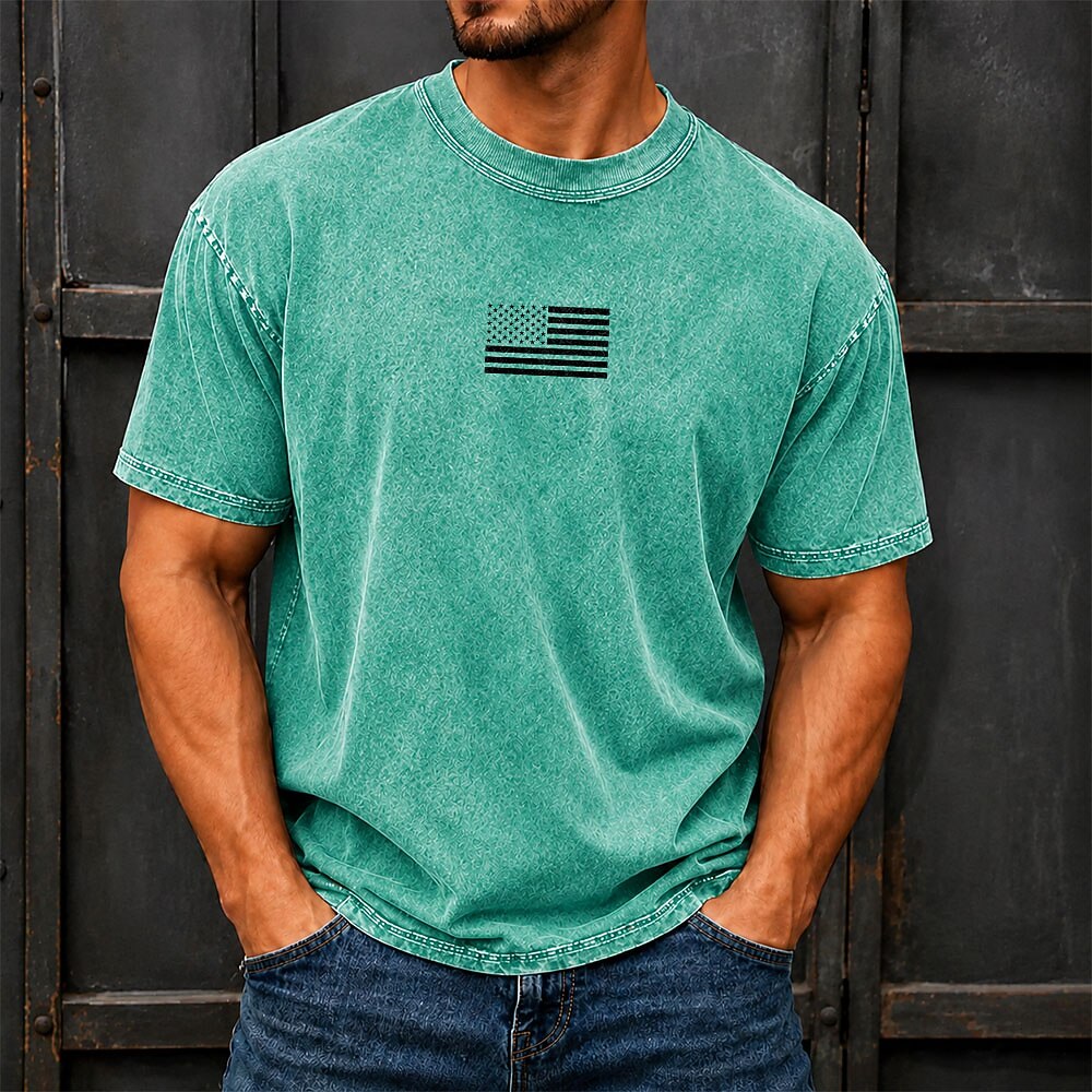 Broken-In 100% Cotton US Flag T-shirt