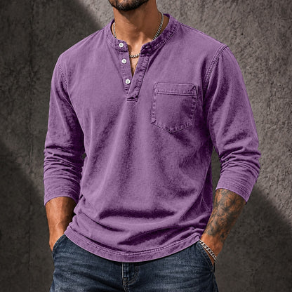 Vintage Washed 100% Cotton Henley Shirt