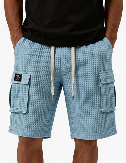 Lightweight Waffle Cargo Shorts With Pocket