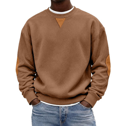 Patchwork Corduroy Crew Neck Sweatshirt