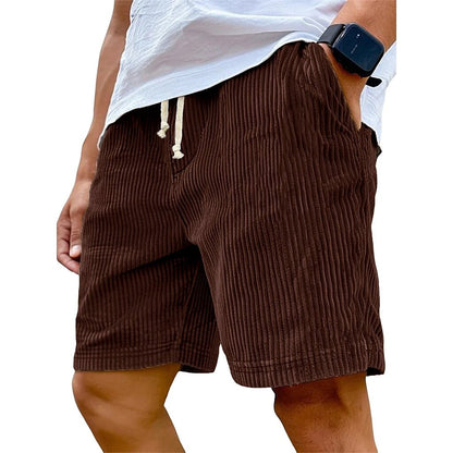 Men's Corduroy Shorts-Casual Pocket Shorts, Knee Length
