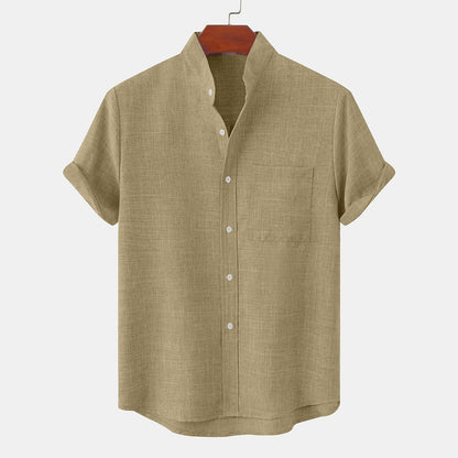 Cotton Linen Shirt-Button Up with Pocket