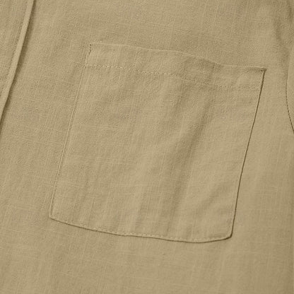 Cotton Linen Shirt-Button Up with Pocket