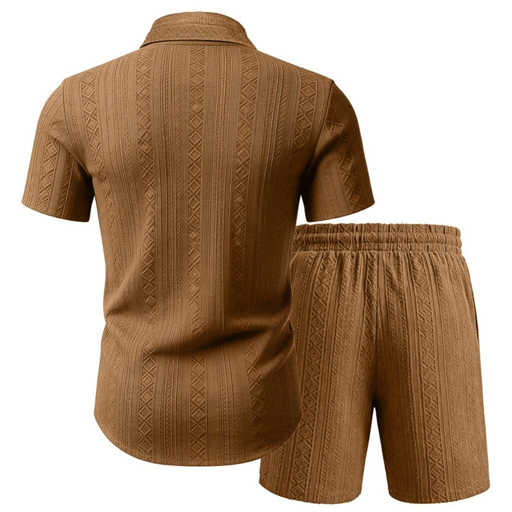Men's Jacquard Shirt & Shorts Set