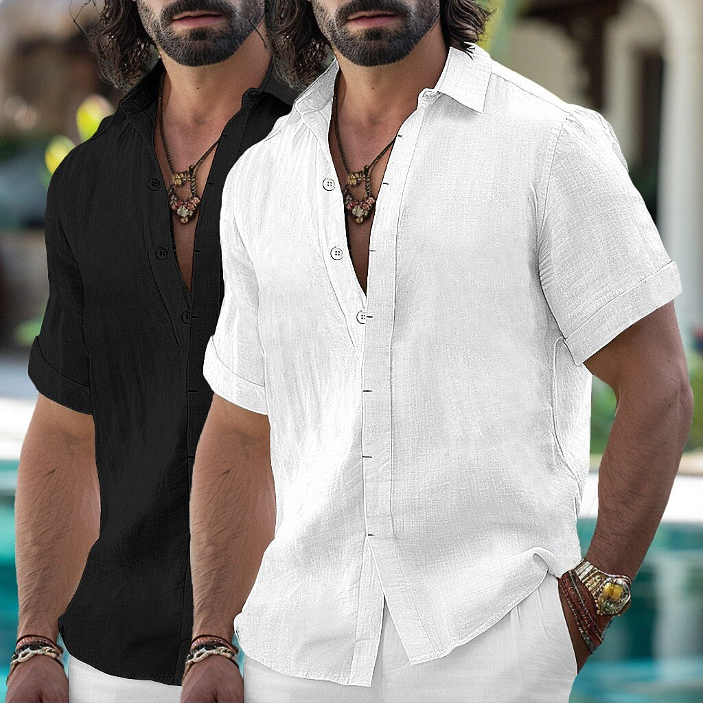 2Pcs Men's Linen Shirts Set