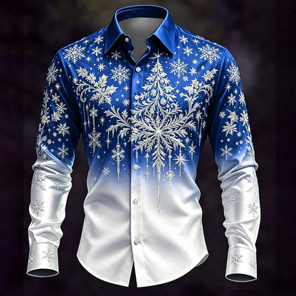 Christmas Tree Snowflake Button Down Shirt