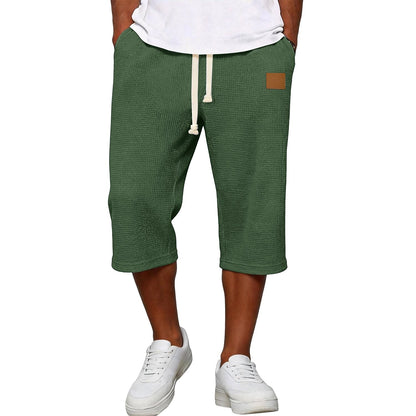 Pocketed Elastic Waist Waffle Shorts