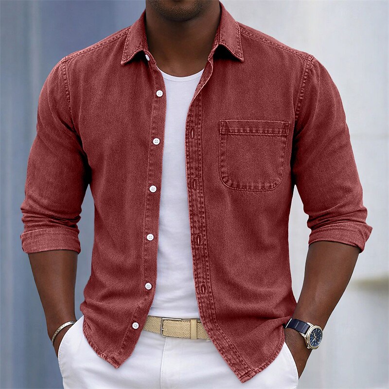 100% Cotton Acid Wash Button-Up Shirt
