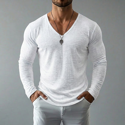 Men’s Lightweight Linen V-Neck Tee