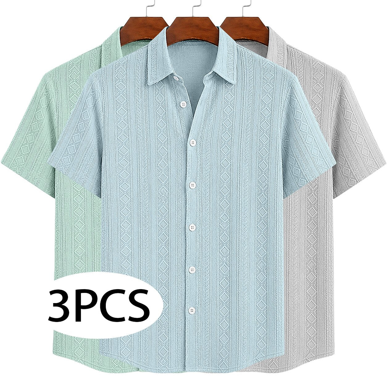 3-Pack Men's Textured Jacquard Shirts