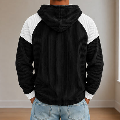 Colorblock Textured Corduroy Hoodie