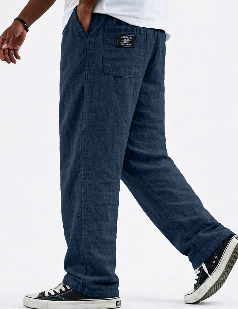 Drawstring Linen Pants - Relaxed Fit for Daily & Beach Wear