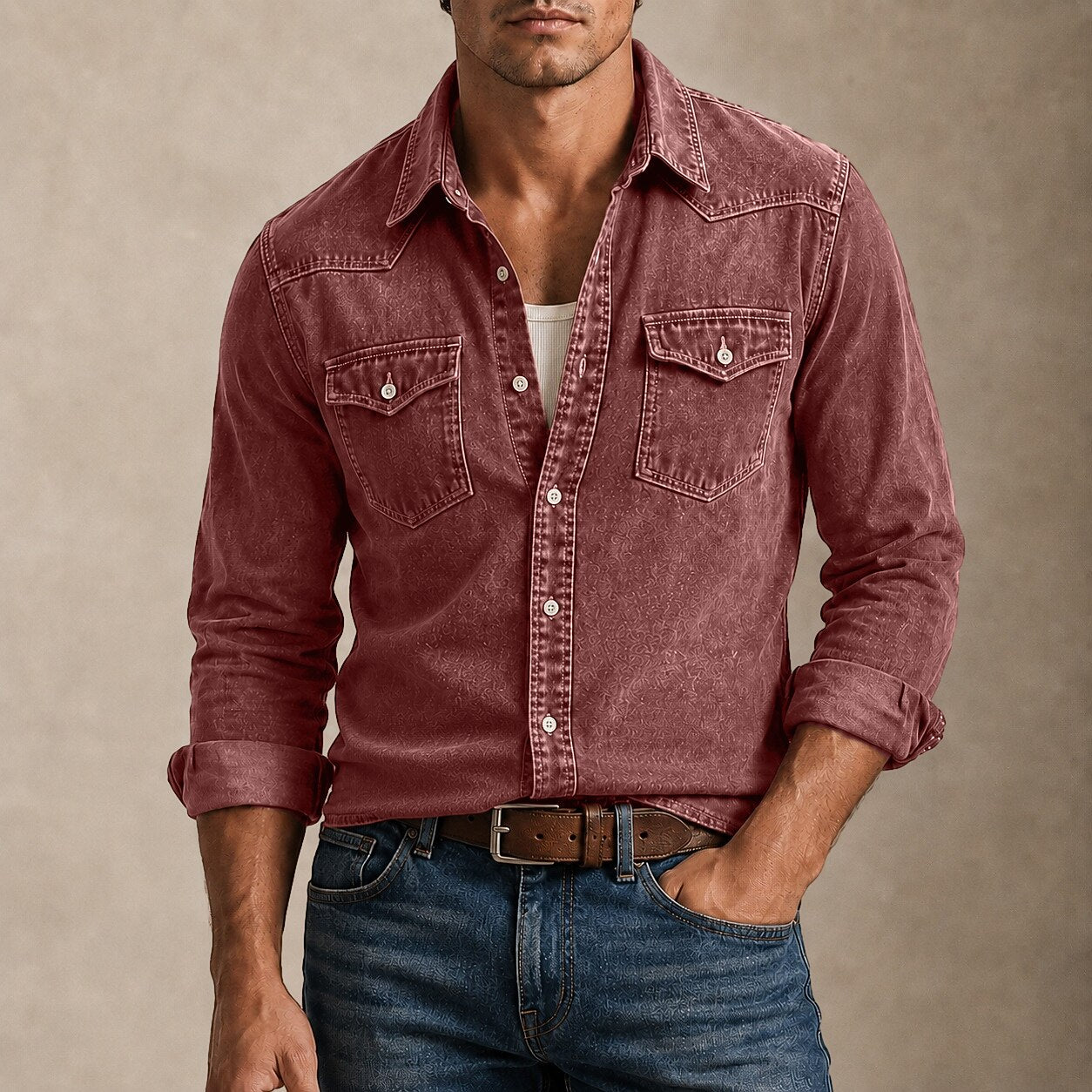 Vintage Washed Cotton Western Shirt