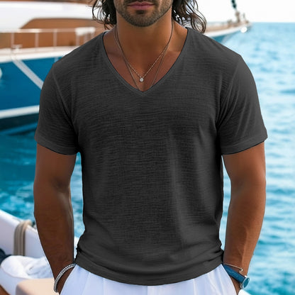 Soft Linen V-neck T-shirt