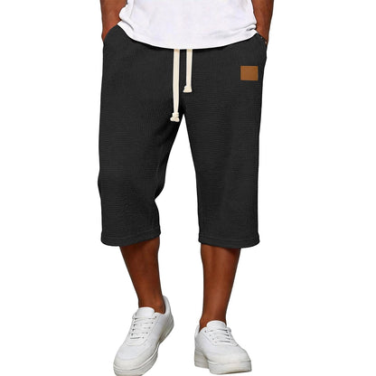 Pocketed Elastic Waist Waffle Shorts
