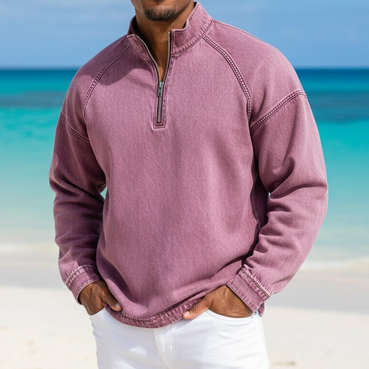 Washed Cotton Henley Shirt