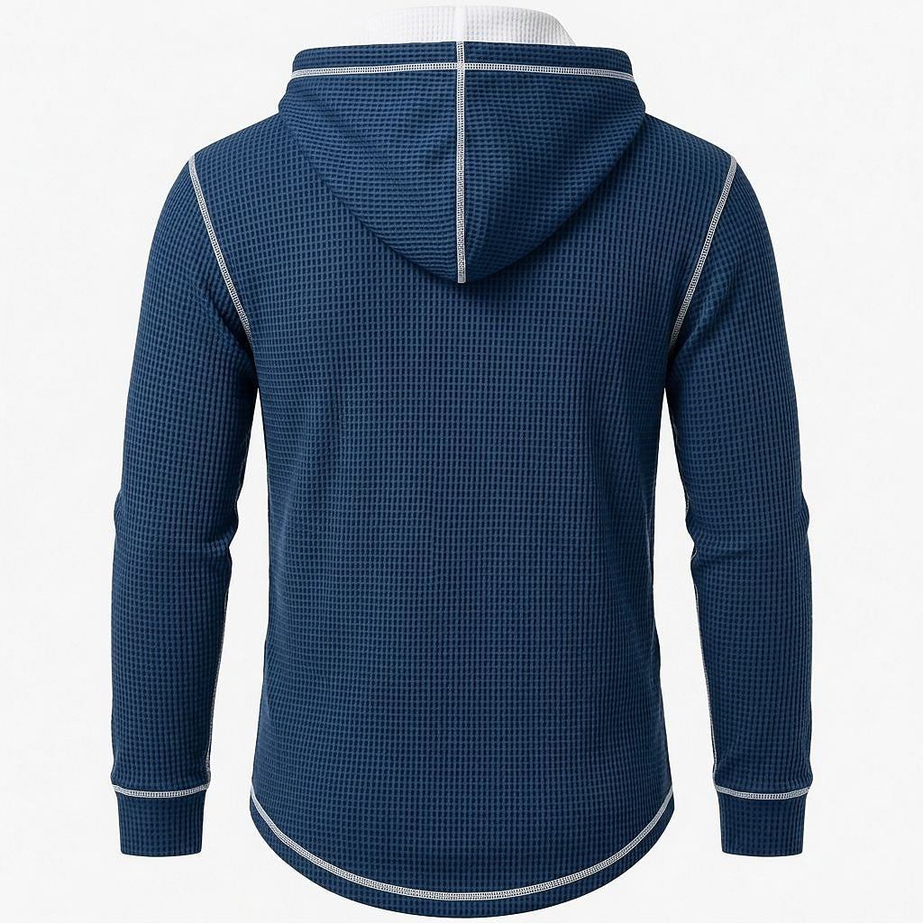 Textured Waffle Hooded Henley