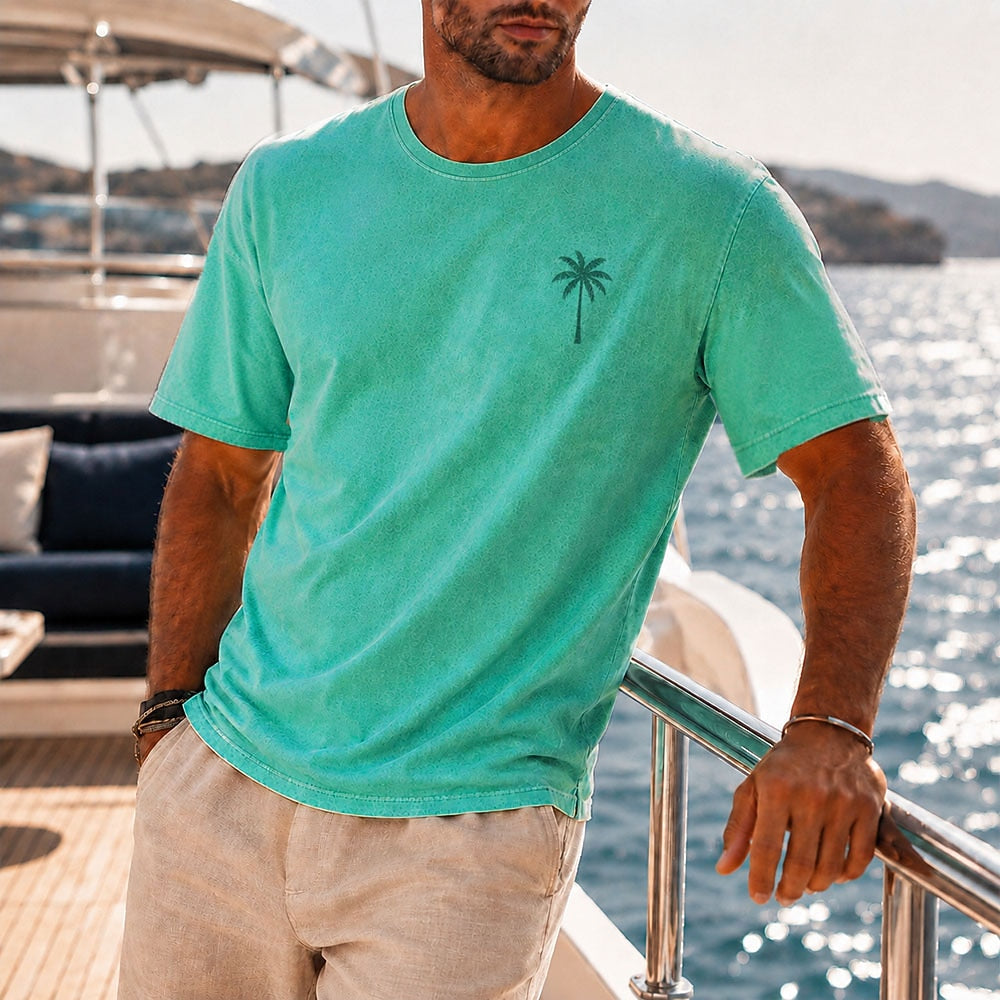 Vintage Washed Palm Tree Graphic T-Shirt
